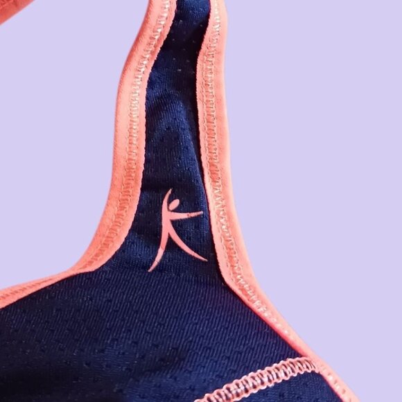 Danskin Now Womens Racerback Sports Bra Medium Navy & Coral - Picture 3 of 8